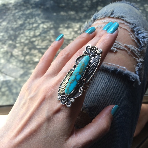 Royston Turquoise with 5 prong ring size 5